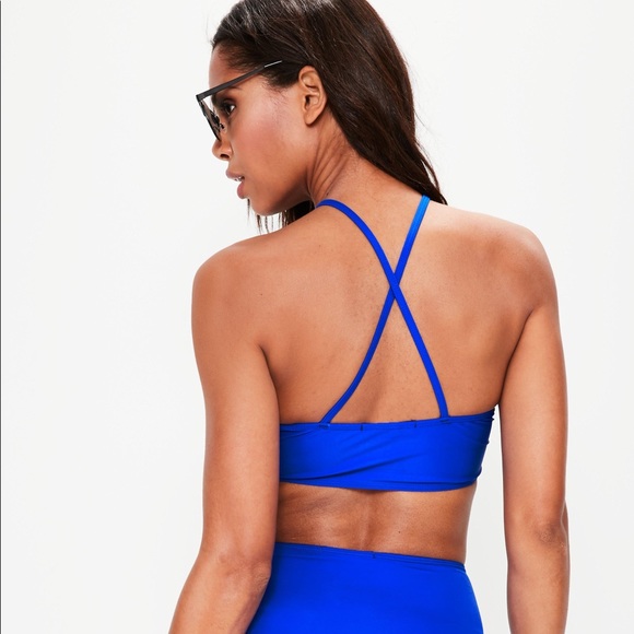 Missguided Cobalt Blue High Neck Bikini Top 6 - Picture 2 of 11